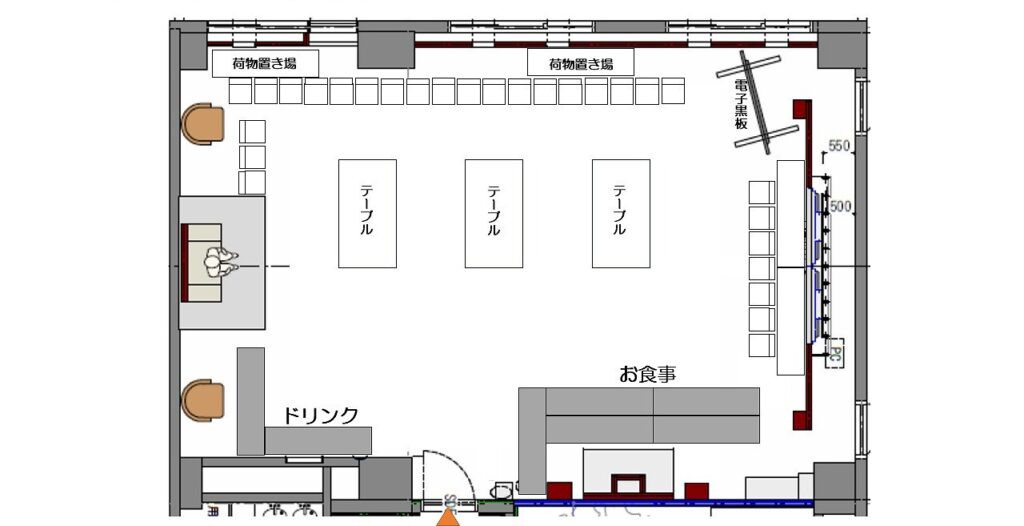 中世ヨーロッパ風の王宮をイメージした会議室『王宮の魔法学校』の立食パーティー50名レイアウト事例
